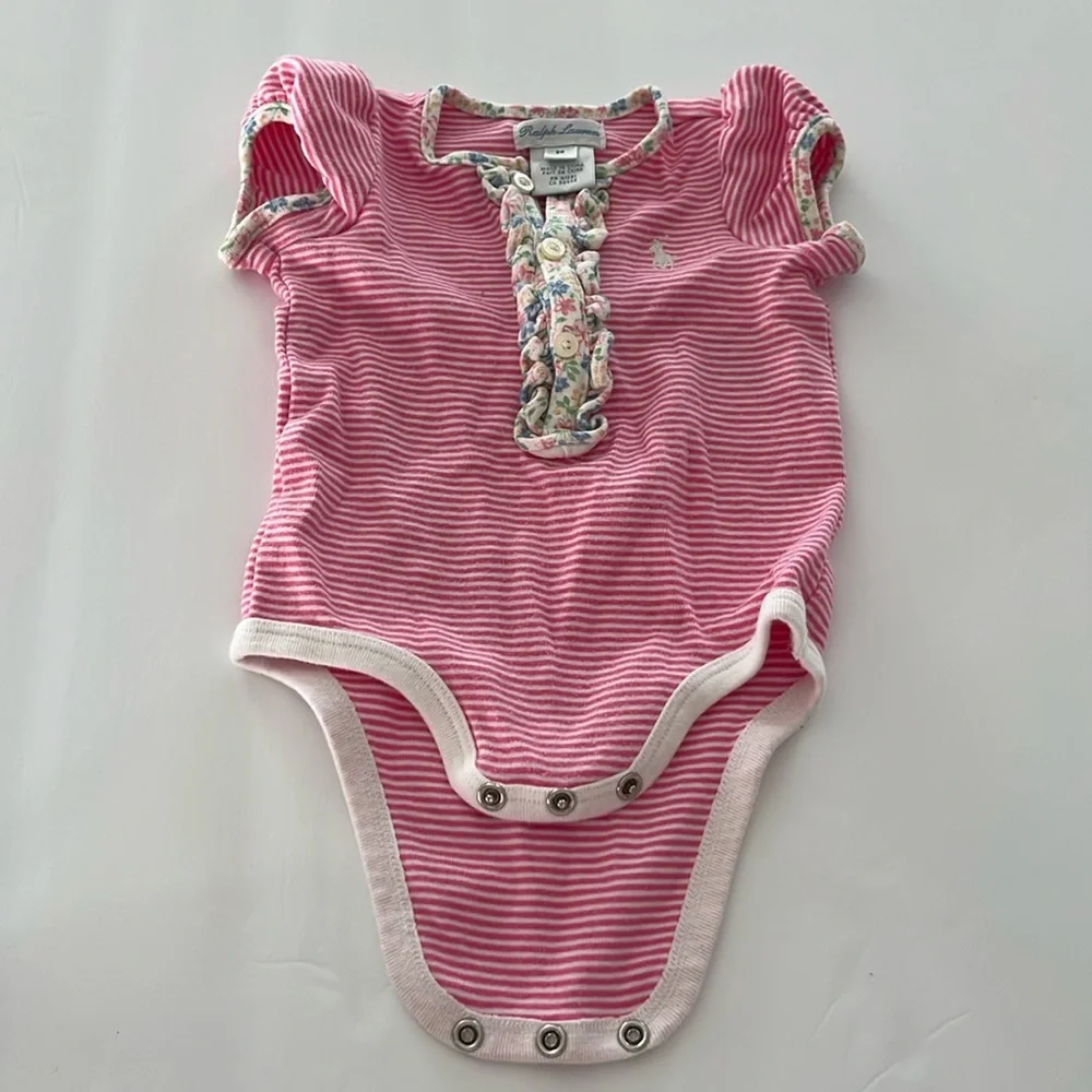 Ralph Lauren, Striped Floral Onesie Baby Size 3 Months